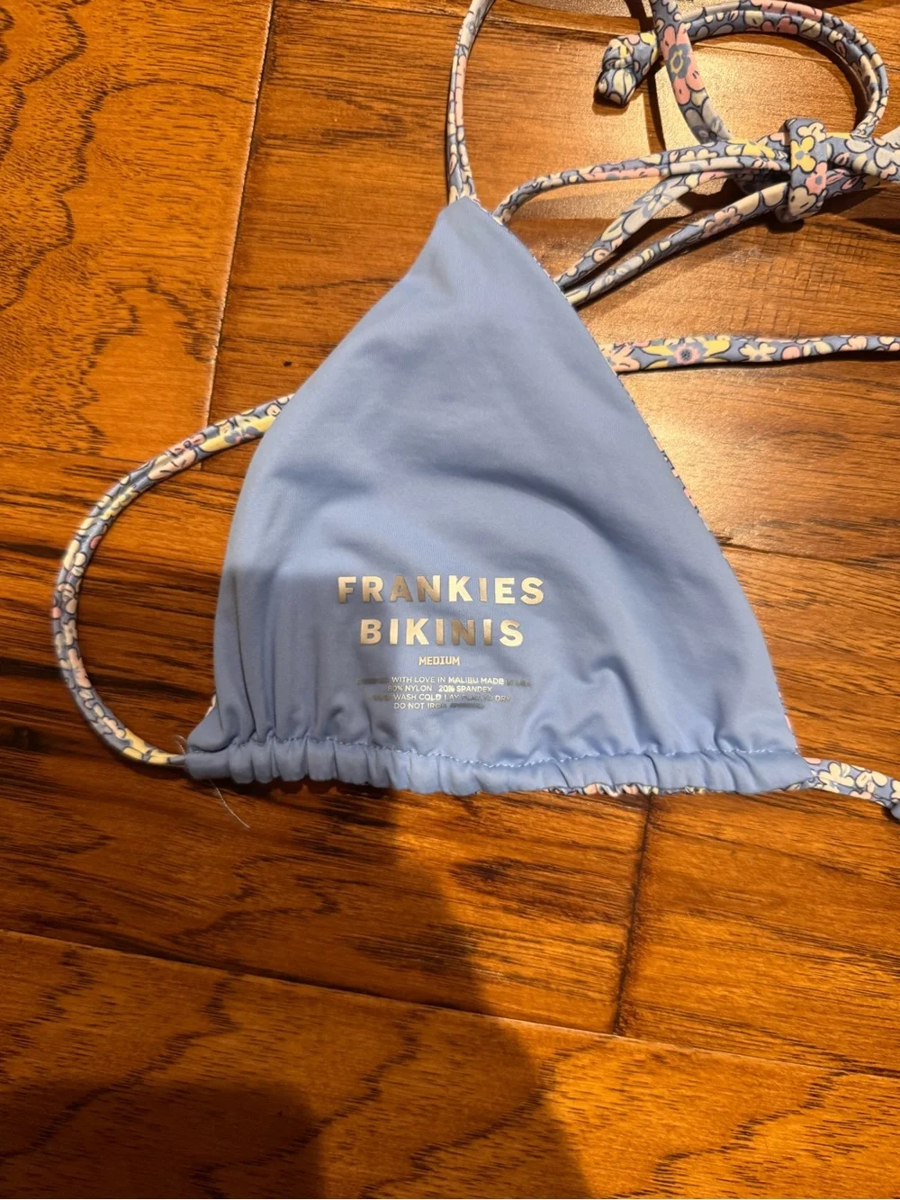 Frankie's Bikinis Tia Blue Multi Floral Print Bikini Top
